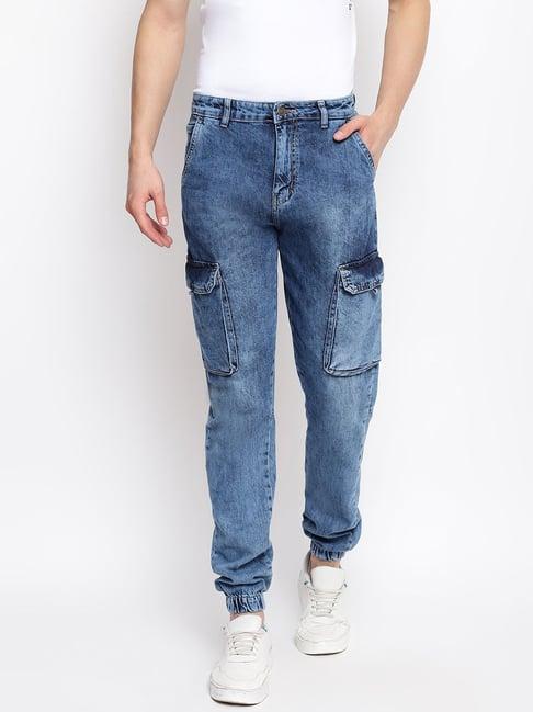 belliskey blue regular fit denim jogger jeans