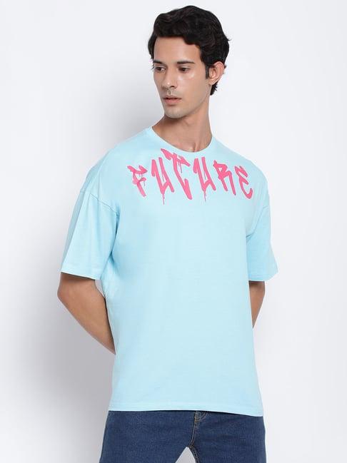 belliskey light blue regular fit graphic print t-shirt