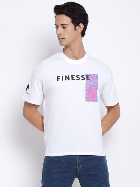 belliskey white loose fit printed t-shirt