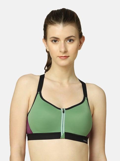 triumph green color-block sports bra