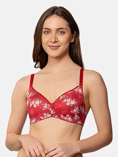 triumph red floral half coverage t-shirt bra