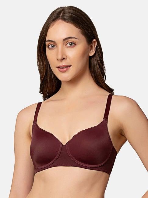 triumph maroon half coverage t-shirt bra