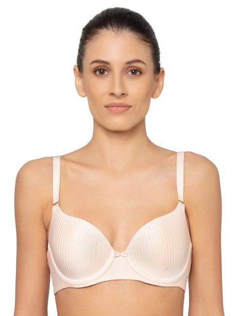 triumph beige striped half coverage t-shirt bra