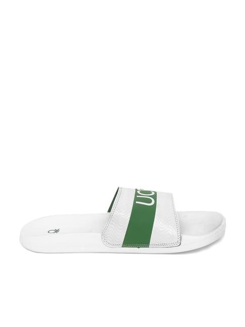 united colors of benetton men's white slides