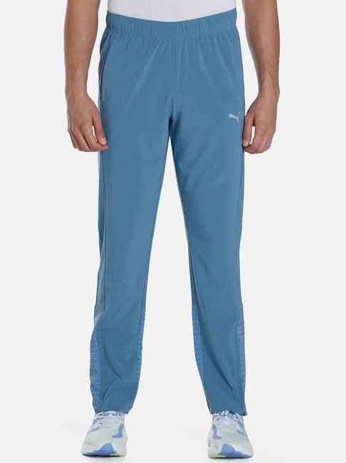 puma blue slim fit printed sports trackpants