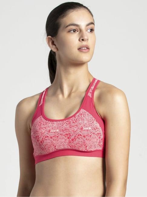 jockey ruby pink printed sports bra