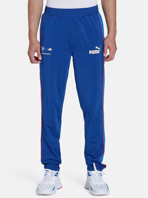 puma blue slim fit striped trackpants