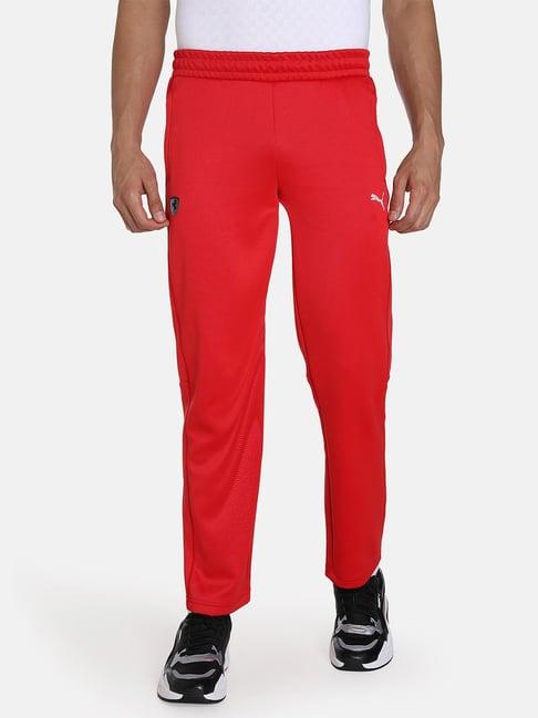 puma red regular fit trackpants