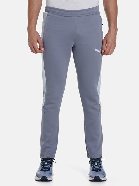 puma grey cotton slim fit colour block trackpants