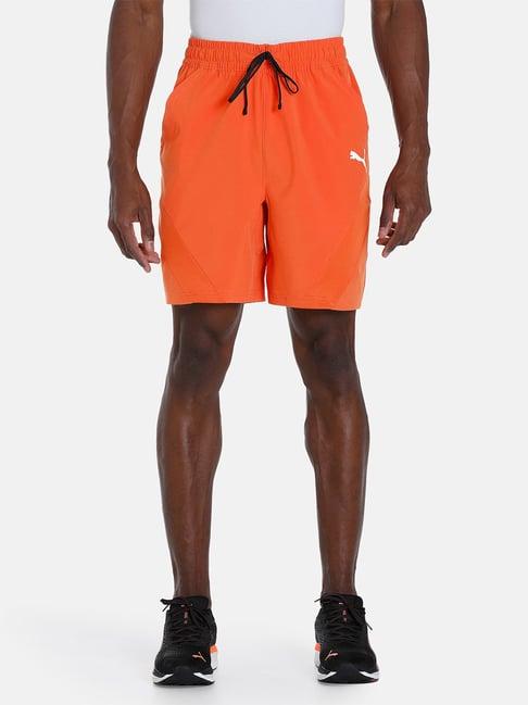 puma orange regular fit sports shorts