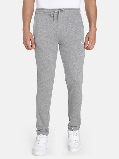 puma grey cotton slim fit texture trackpants