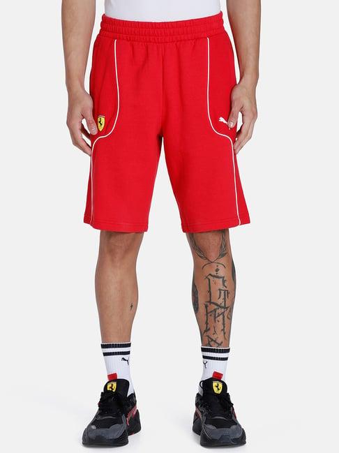 puma red cotton regular fit shorts