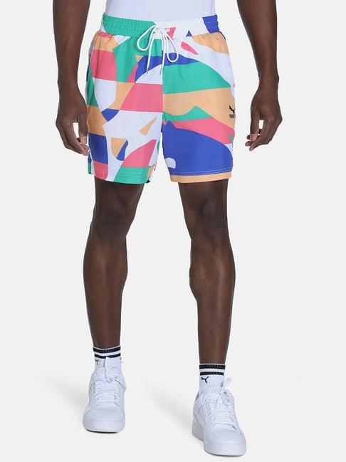 puma multicolor regular fit printed shorts