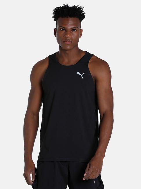 puma black regular fit tank tee