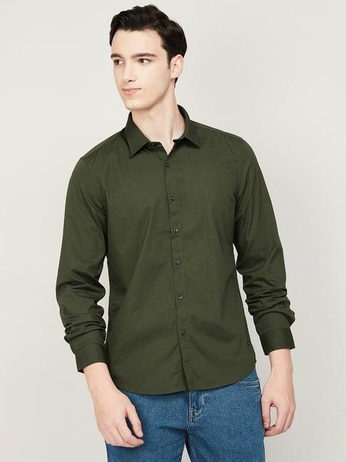 bossini olive regular fit shirt