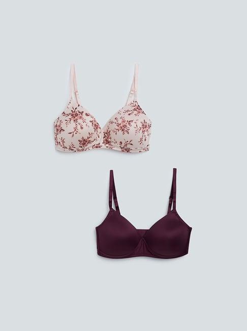 wunderlove by westside plum padded bras set of two