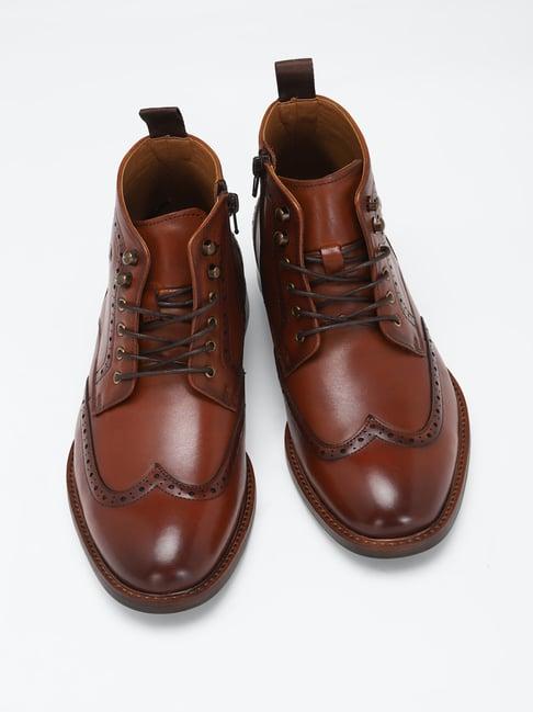 louis philippe men's brown brogue boots