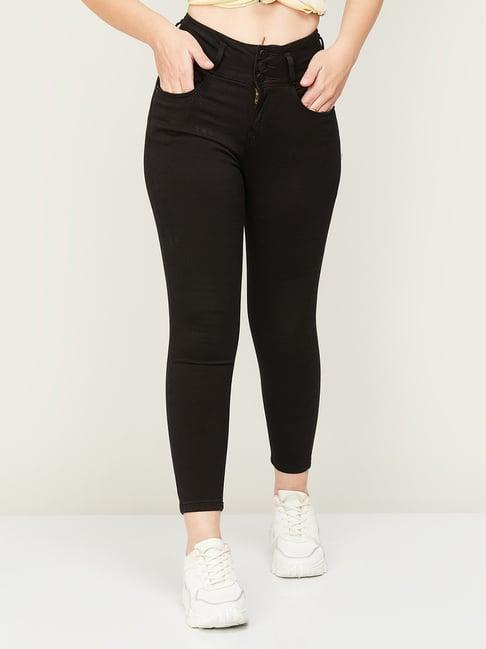 fame forever by lifestyle black cotton mid rise jeans