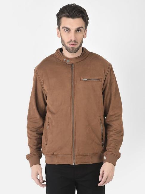 crimsoune club brown regular fit biker jacket