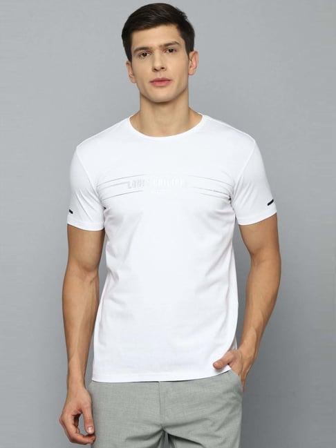 louis philippe sport white cotton slim fit printed t-shirt