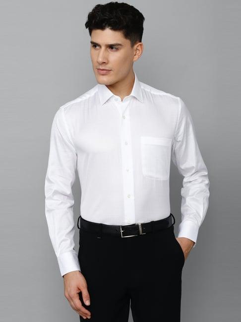 luxure by louis philippe white cotton regular fit checks shirt