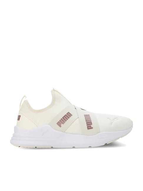 puma women's wired run slipon metallics cream walking shoes