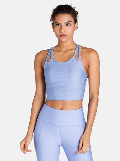 puma sky blue blended performance running sports bra