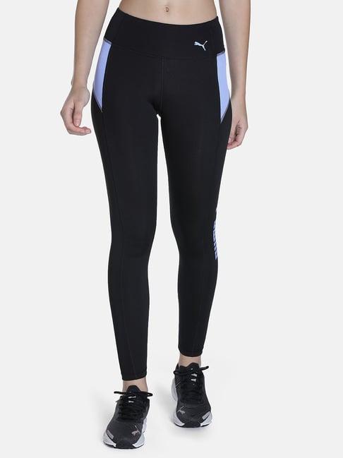 puma black logo print mid rise tights