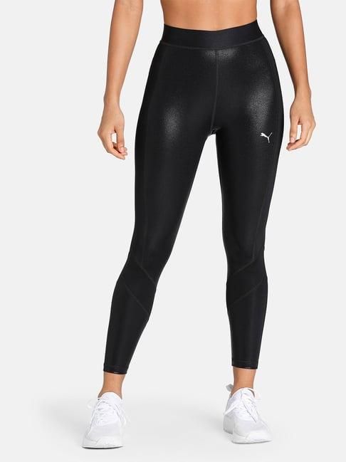 puma black logo print high rise tights