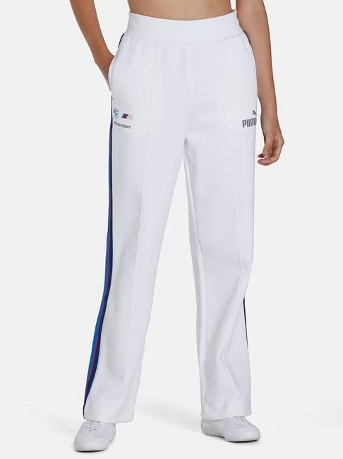 puma white logo print mid rise trackpants