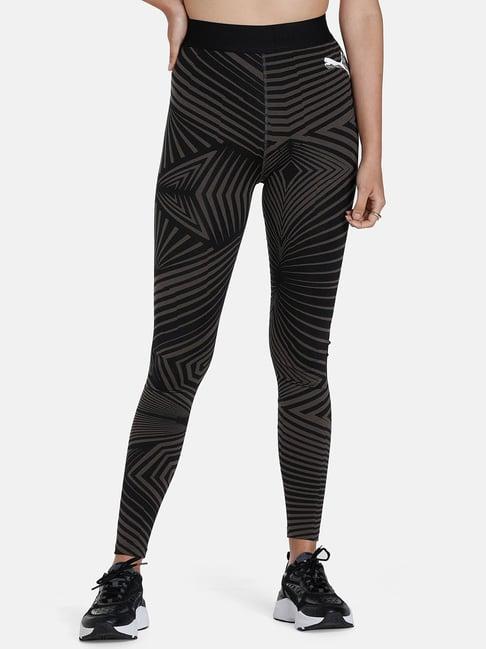 puma black & grey printed high rise tights