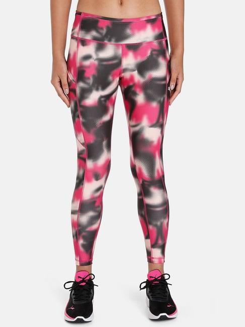 puma pink & grey tie dye mid rise tights