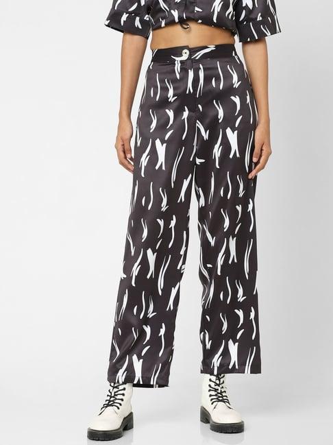 only black & white printed high rise pants