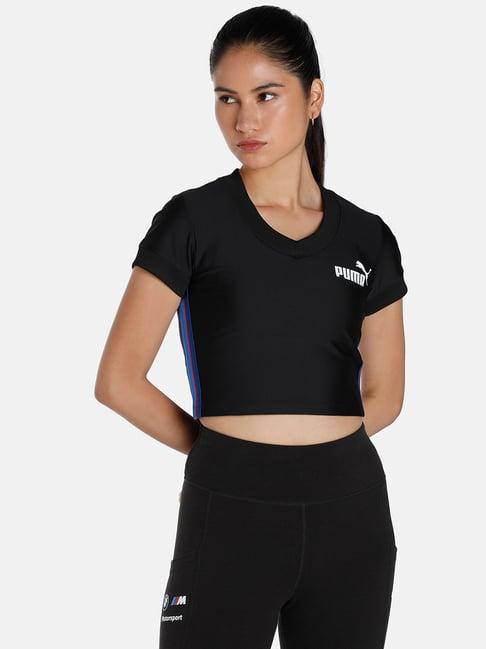 puma black logo print crop top