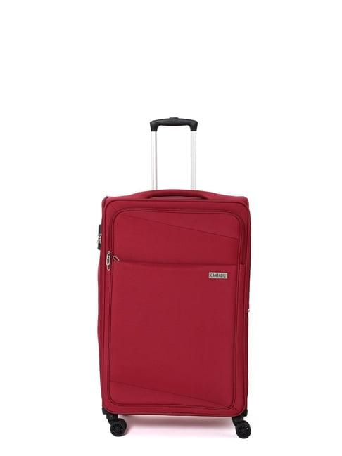 cantabil red 8 wheel small soft cabin trolley - 51 cm