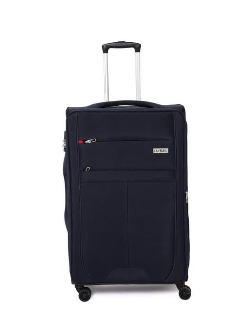 cantabil navy blue 8 wheel medium soft cabin trolley - 24 cm