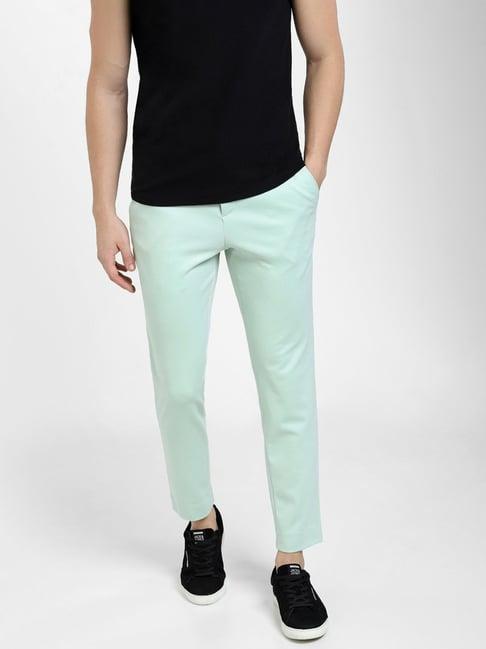 jack & jones light green slim fit flat front trousers