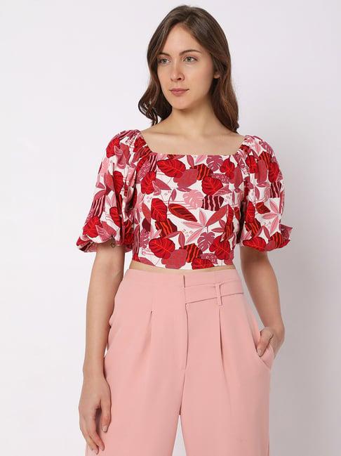 vero moda multicolor floral print crop top