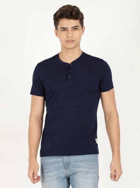 wrangler navy cotton regular fit t-shirt