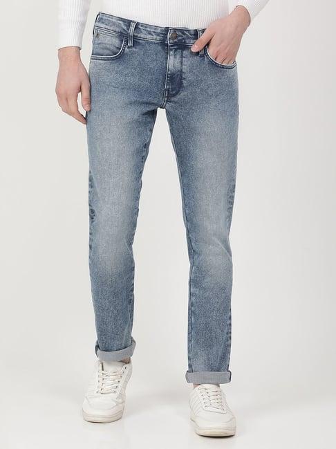 wrangler light indigo cotton slim fit jeans