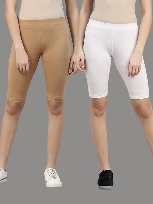 kryptic white & beige cycling shorts - pack of 2