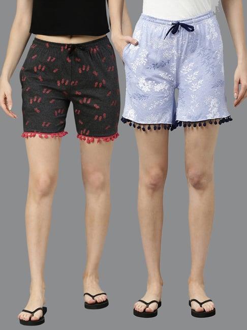 kryptic blue & dark grey printed shorts - pack of 2