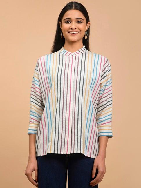 pink fort white striped top