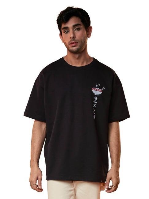 the souled store black naruto: ramen print oversized t-shirt