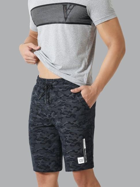 van heusen sport regular fit drawstring waist ultra soft allover camo print knit shorts - black aop