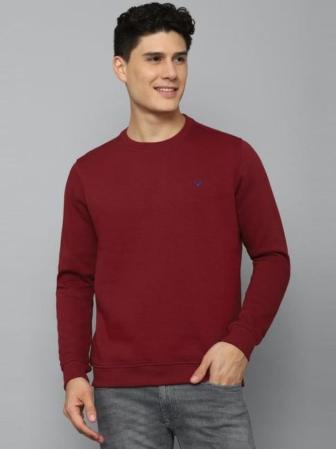 allen solly maroon cotton regular fit sweatshirt