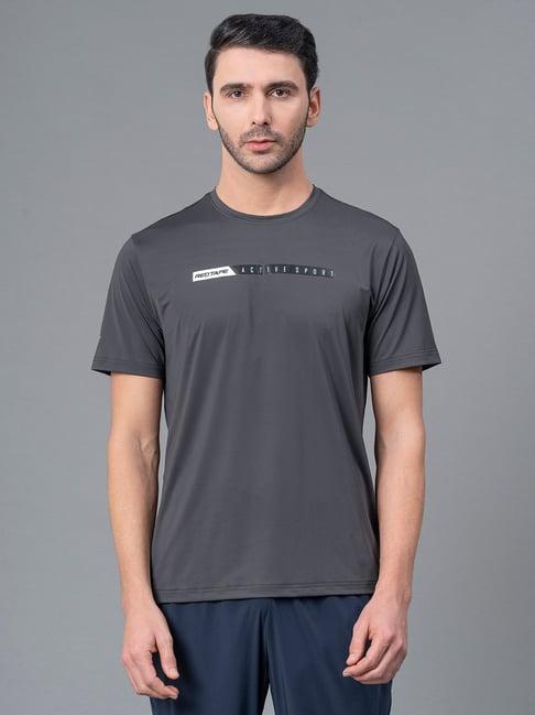 red tape grey regular fit round neck sports t-shirt