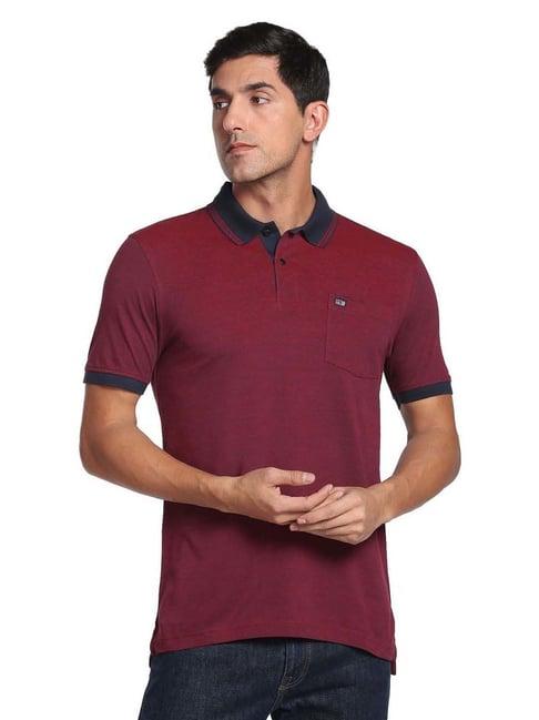 arrow sport maroon cotton regular fit heathered polo t-shirt