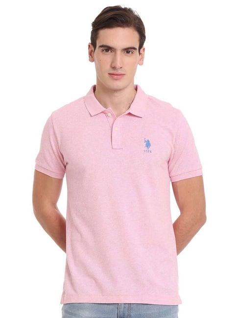 u.s. polo assn. light pink cotton slim fit polo t-shirt