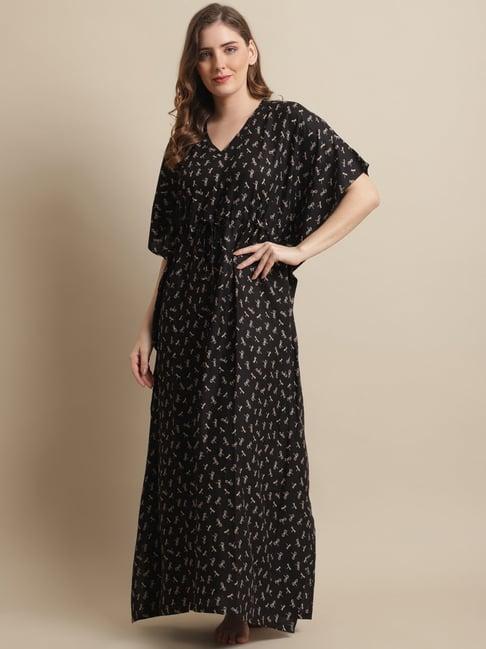 boston club black printed kaftan